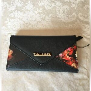 Tahari Trifold Black and Floral Women's Wallet RFID Blocking
